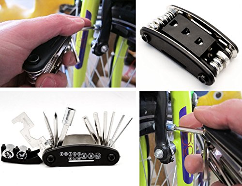 OUTDOOR SAXX 15-in-1 Auto Fahrrad Moped Motorrad Reise Multifunktions Bike MultiTool RepairTool | zB. für Rucksack, Satteltasche, Schraubendreher Kreuz und Schlitz, Schraubenschlüssel, Steckschlüssel, Nuss, Imbus - 3