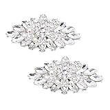 zapatos plateados vestido novia Partielle Aktualisierung Elegantpark BD 2 Pcs Clips de Zapatos Doble Layers Rhinestones Boda Fiesta Decoración Plateado