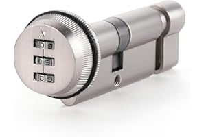 SORWDUERM 70MM(35/35T) Serrure à barillet à cylindre européen nickelé anti-chocs anti-perçage haute sécurité pour portes composites en bois Upvc Serrure à came à combinaison codée par mot de passe