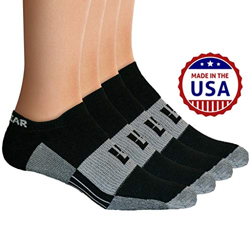 MudGear No-Show Socks - Premium Mens & Womens Below Ankle Running Athletic Sports - Black/Gray (2 Pairs)