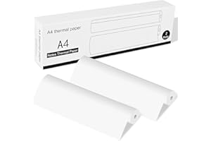 GuKKK Carta Termica A4 per Stampante Portatile, 2 Rotoli 210 x 297 mm, Ad Asciugatura Rapida (Circa 50 Fogli)