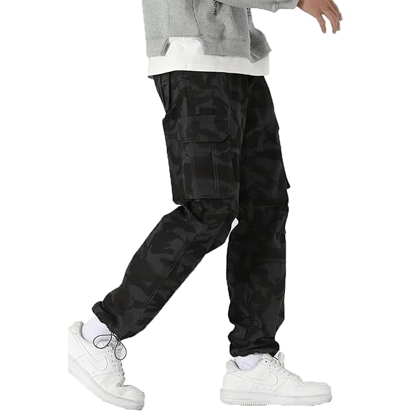 Aotoyou Heren zomer Cargo broek rechte pasvorm Elastische taille Hiker broek Khaki XL