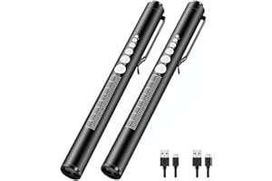 LEKIA Torcia a penna medica, luce a penna per infermieri di tipo C, ricaricabile tramite USB, con misuratore per pupilla e righello, accessori per infermieri, studenti, medici, confezione da 2