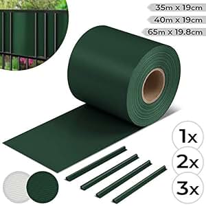 Bande Occultation PVC TENAX Twist – Vert – 0,19 X 35 M – Avec 25 Clips – Pour Clôture, Portail, Balcon, Jardin