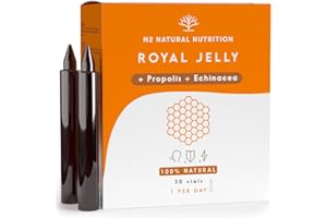 Gelee Royale Propolis Echinacea 200mg et Vitamine C. Anti fatigue. Regain de Energie Vitale. Royal Honey Renforcement l'organisme. Vitamine fatigue. 30 Ampoule Aróme Orange. CE. N2 Natural Nutrition