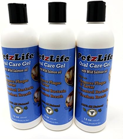 PetzlifeAll Natural Oral Care Gel with Salmon Oil for Dogs Dental Health 12oz/341ml (Pack of 3)