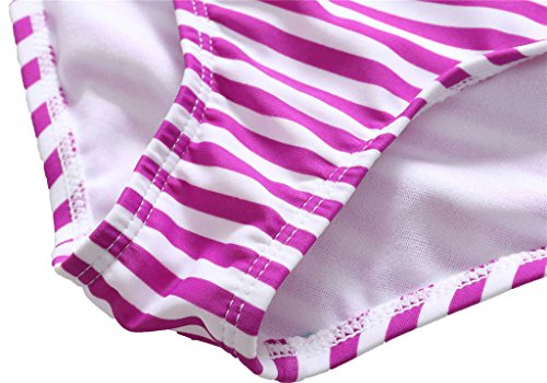 ALove Mädchen Einteiler Badeanzug Streifen Spaghetti Träger Schleife Spa - 5