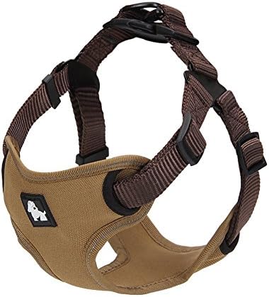fiE FIT INTO EVERYWAY Protective Range Of Front Side No-Pull Dog Harness Adjustable Soft Nylon Pet Harness Reflective Outdoor Adventure Dog Walking Vest(Brown, Size L)