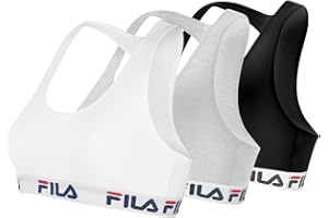 FILA Sujetador Deportivo Mujer algodón, Ropa Deportiva, Gym y Yoga (lote de 3)