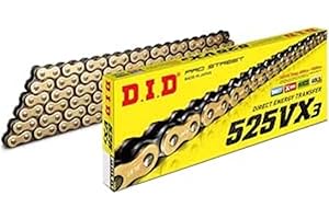 D.I.D DID Cadena 525VX3 (Oro y Negro) - Longitud: 108 eslabones con unión remachada (ZJ)