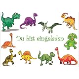 Dinosaurier Einladungsset Für Kindergeburtstage — 6 Karten + 6 Umschläge, Motiv T-Rex & Dinos