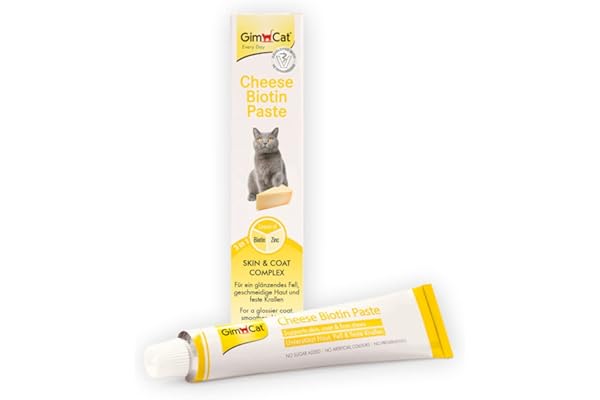 GimCat Pâte Cheese Biotin - Au fromage aromatique, zinc et à l’huile de lin pour le pelage, la peau et les griffes - 1 tube (1 à 200 g)