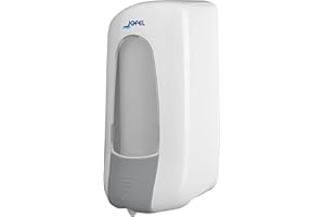 Jofel - Dosificador de Jabón para Pared, Recargable con Cartuchos de Espuma y Gel con Capacidad de 1L, Dispensador Jabón Baño, Válvula Anticorrosión y Antigoteo, Carcasa ABS, Aitana AC73000, Blanco