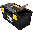 GSK Cut® Tool Box, Plastic Tool Organiser with Removable Tool Tray, for Storage of Tools, Parts, Toys, Repair Tool etc. with One hand Snap Latch (12 Inch)