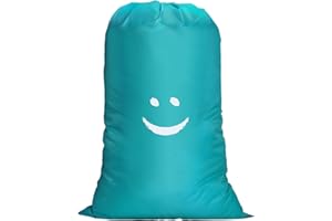 Flintronic Sac à Linge Large, 120L Sacoche à Linge Pliable, Sac Visage Souriant avec Cordon de Serrage, Léger Sacs de Linge Pliables pour Hôtel Dortoir Voyages