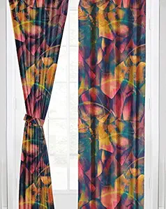 Ultimate Trends Polyester Abstract Curtain, Door - 10 Feet, Multicolour, Pack of 2 (UTEL5219_New) (Window - 5 feet, 2)