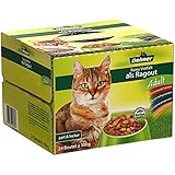 Dehner Katzenfutter Adult, Multipack, je 6 x Geflügel, Rind, Kalb & Ente, im Beutel, 24 x 100 g (2.4 kg)