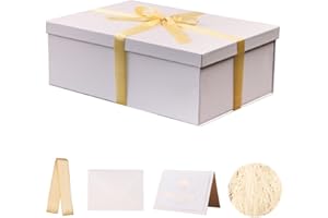 KDMNZOO Boîte Cadeau blanc 31x21x11 cm, Boite cadeau vide, boite cadeau anniversaire marriage - 1 Pièces (contenirRuban, Papier De Soie, Enveloppes et cartes)