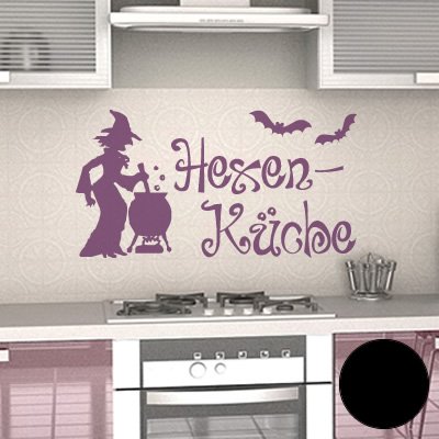 A526 Wandtattoo "Hexenküche" 60cm x 32cm schwarz (erhältlich in 40 Farben und 4 Größen)