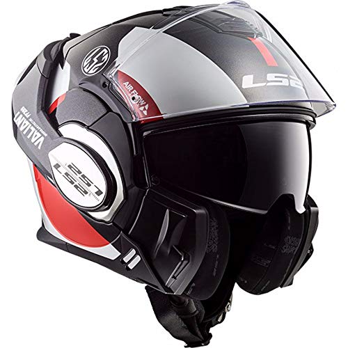 LS2 Casque moto VALIANT AVANT Blanc Noir Rouge - XL, Blanc/Noir/Rouge, Taille XL