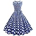 Produktbild OverDose Damen Urlaub Strand Stil Frauen Vintage Dot Bunte Druck Sleeveless Mesh Patchwork Abend Party Bar Dating Schlank Swing Kleid Rock DirndlBlau EU-38/CN-XL 