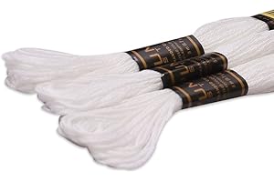 UMC STAG Pack of 3 Premium Embroidery Thread | 100% Egyptian Cotton Premium Skeins | Cross Stitch Embroidery Floss | Oeko TEX Certified Stranded Cotton (White)