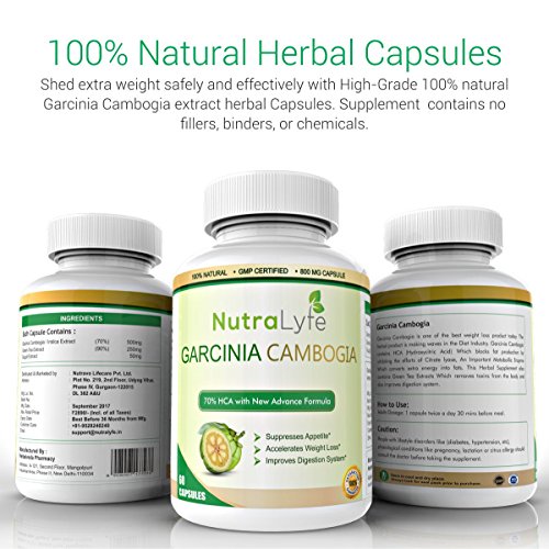 Nutralyfe 100% Natural & Herbal Garcinia Cambogia Extract 70% (Hca) For Weight Loss & Fat Burn - 60 Capsules