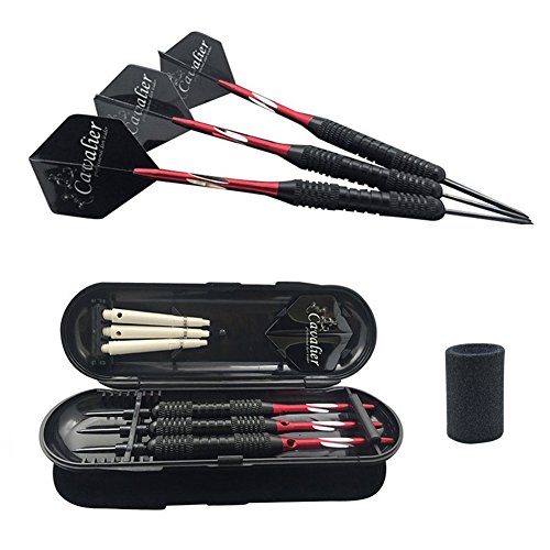 Lemong, confezione da 3 freccette con punta in acciaio inox, 22 g, fusto diritto, albero in alluminio, alette in PVC, set di freccette con temperino, 4 colori, Red, 22 g