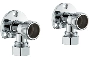 GULICA Backplate Wall Elbows, Thickened and Heavy Brass Material, Shower BAR Valve TAP External Pipe Work Wall Mount Backplate Wall Elbows Chrome