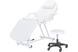 PANANA Equilibrio massaggio da tavolo regolabile reclinabile beauty Salon Chair Tattoo spa Facial divano letto con sgabello, colore bianco