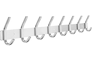JOLY FANG Appendiabiti da Parete Argento, Ganci Appendiabiti da Muro in Acciaio Inox, Attaccapanni Montato da Parete per per Cameretta, Cucina, Bagno(8 Ganci)