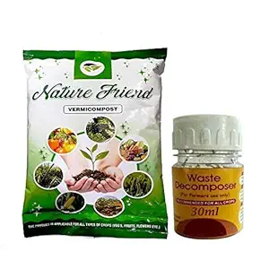 Nature Friend Ready to use vermi Compost of 900 Grams with Waste Decomposer NCOF Ghaziabad Organic Waste decomposer (30 ml)