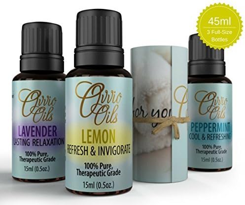 Ovvio Oils Starter Set Essential Oils Aromatherapy Oil Includes Peppermint, Lavender And Lemon