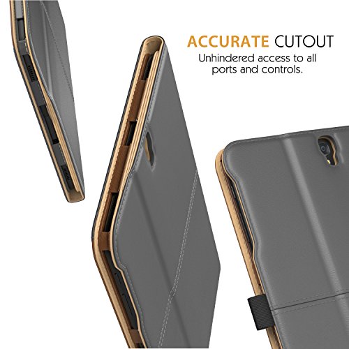 MoKo Samsung Galaxy Tab S3 9.7 Hülle – Schlank Folding Kunstleder Schutzhülle Leder Hülle Tasche Ledertasche Etui Smart Case Cover mit Standfunktion Dokumentschlitze Auto Sleep/Wake up Funktion für Samsung Galaxy Tab S3 9.7 Zoll 2017 (SM-T820 / T825, Keine Stiftversion), Grau & Braun - 5