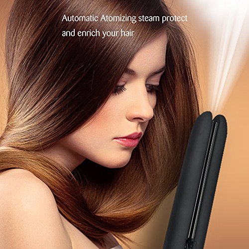 Bestidy 2 in 1 Glätteisen und Lockeneisen Professionelle Keramik-Turmalin-flaches Eisen, Dampf Haare Glätteisen Doppelplatten Schnelle Detangling Glätteisen (Schwarz) - 2