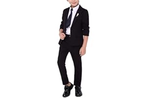 GUOCU 2 Pcs Costume Garçon d'honneur Veste Pantalons Ensemble Tenue Cérémonie