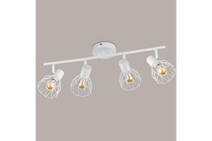 Kimjo Faretti Soffitto Orientabili - Lampada Faretti LED Soffitto Bianco - Faretto da Soffitto 4 Luci E14 - Faretti Cucina Plafoniera Moderne Senza Lampadina