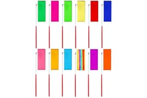 QUUPY 12Pcs 2 Meter Dance Ribbons Streamers Rhythmic Gymnastics Ribbon Sticks for Talent Shows Artistic Dancing Baton Twirling (Color Random)