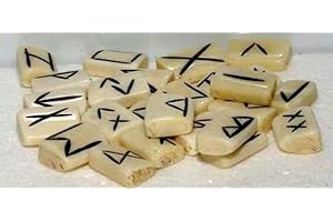 AZUREGREEN Casting Magic Water Buffalo Bone 25 Piece Elder Futhark Rune Stone Set