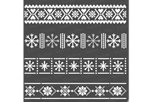 ‎CRAFTREAT CrafTreat Wiederverwendbare Weihnachts-Schneeflocken-Randschablonen zum Malen auf Holz, Wänden und Fliesen – Winter-Randschablone – 15,2 x 15,2 cm – DIY-Kunst- und Bastelschablonen für Bordüren