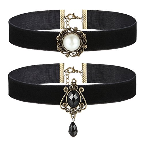 Royal colgante broche collar de gargantilla en terciopelo negro 2 uni