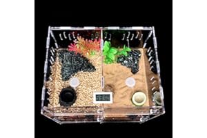 Vinnykud Terrarium Transportbox,Reptil Fütterungsbox aus Acryl, Tragbarer Reptilienzuchtbox Transparent Reptil Zuchtfall für Spinnenechsen, Eidechse, Gehörnter Frosch(30.5×24×14.2cm)