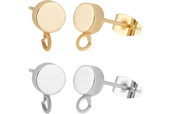 Beebeecraft 1 låda med 20 stycken platta runda örhängen i 18K guld och 925 sterling silver pläterade örhängen örhängen för smyckestillverkning