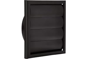 Blauberg Black Gravity Grille 150mm - 7.25 inch External Ducting Air Vent with Round Spigot and Non-Return Shutters for HVAC Bathroom Extractor Fan Kitchen Whole House Ventilation Grill Cover