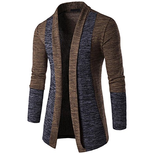 Preisvergleich Produktbild Elecenty Herren Cardigan Strickmantel ,Männer Stricken Strickjacken Lange Jacke Pullover Strickpullover Sweatshirts Trenchcoat Strickwaren Langarmshirts Bluse Strickbluse (M, Kaffee)