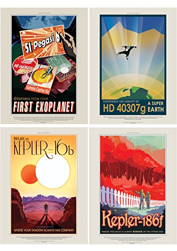Doppelganger33 LTD NASA Poster Space EXOPLANET Travel Advert Pack x 7 Posters Art Prints Affiche Espace Avion Voyage La publicité Affiche Impression d'art