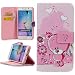 Produktbild Handy Lux® Schutz Hülle Tasche Kartenfächer Flip Case Etui Cover Involto Motiv Design Hülle BookStyle (Samsung Galaxy S6 G920/G920F, Bear Rosa)