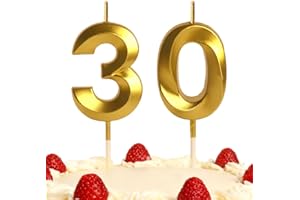 XUELIYUN 30th Birthday Candles Gold Number 30 Happy Birthday Candles Cake Topper Decorations for Birthday Party for 3D Designed Wedding Anniversary Party Wedding Anniversary Celebration Supply