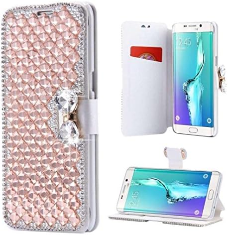 Samsung Galaxy Note 4 Case, iNenk Luxury Bling Bowknot Crystal Diamond Leather Wallet Flip Case Cover for Samsung Galaxy Note 4 - Champange