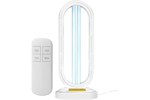 Qawner 38W Lampe de Désinfection, UVC Germicidal, Lampe Germicide Mobile pour La Maison, Télécommande,Minuterie, Lampe de Stérilisation Portable, pour Salon, Toilettes,Bureau, Hôtel (Blanc)